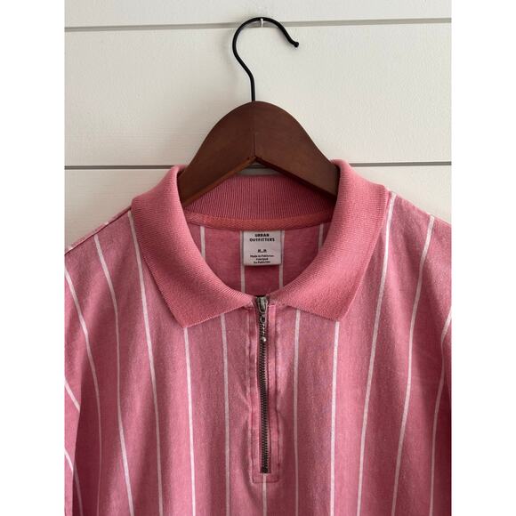 Urban Outfitters Pink & White Striped Polo Shirt | Men’s M - Picture 2 of 9